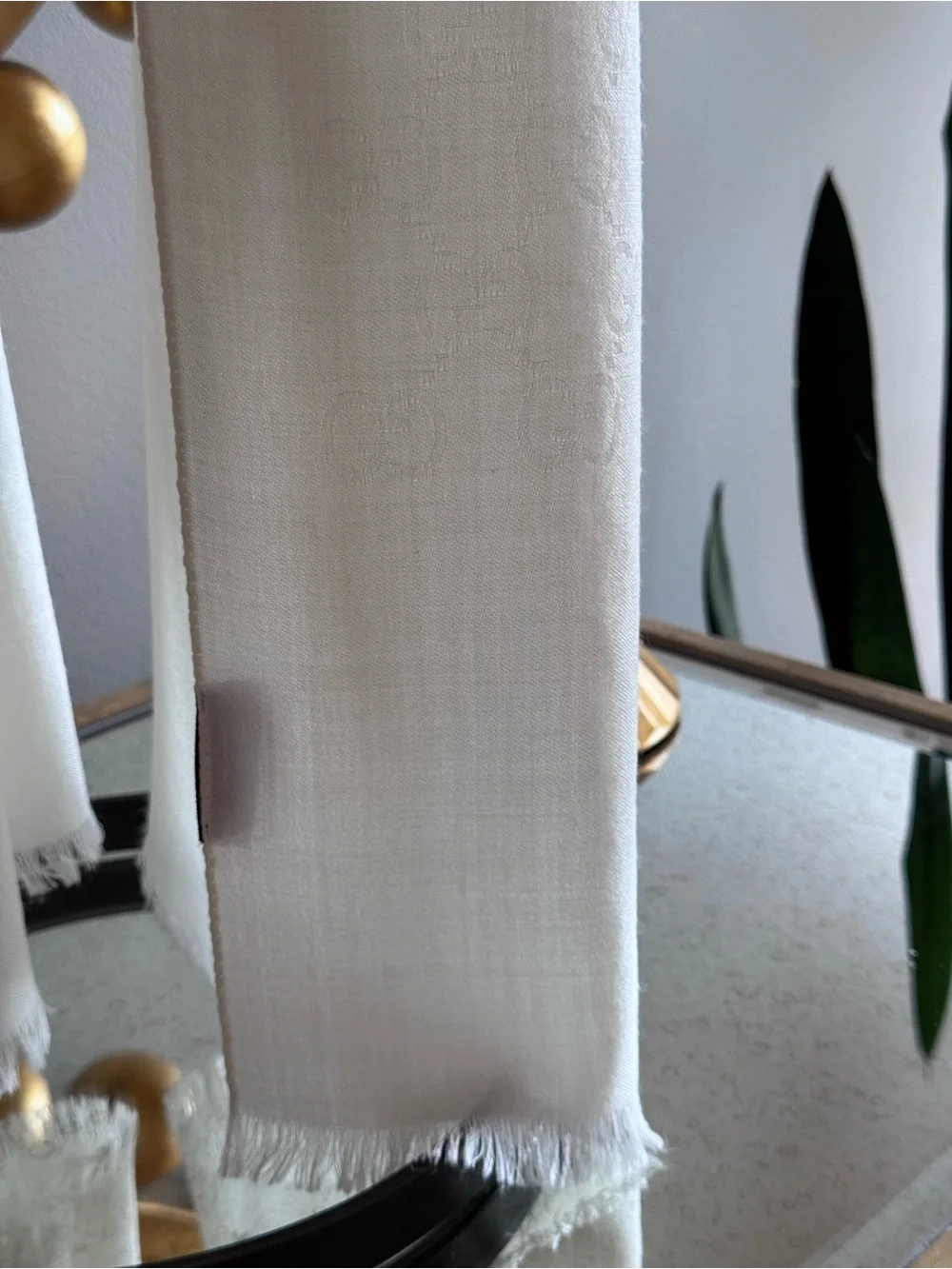 NWT AUTHENTIC Gucci GG Monogram Silk & Wool Jacquard Scarf - Cream